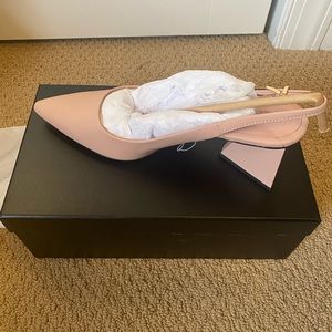 Leather Pointed Toe Slingback Pumps - Size 7.5 US